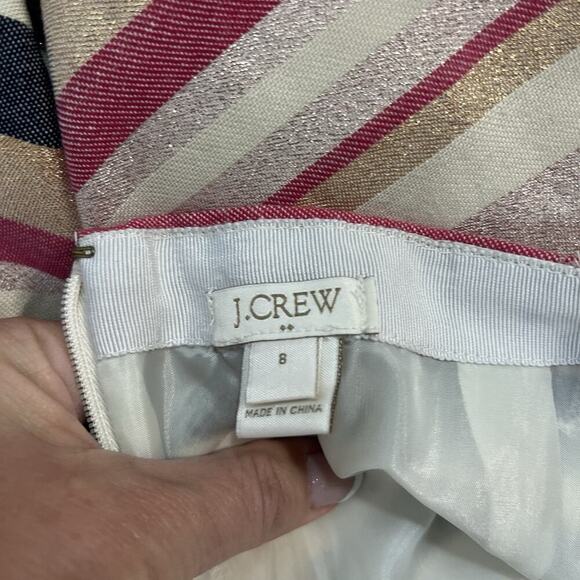 J Crew Skirt size 8 Black Red Gold Sparkle Stripes Short Straight Dancing Slim - Picture 6 of 6